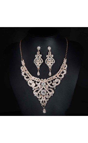 Ladies' Beautiful Alloy With Irregular Cubic Zirconia Jewelry Sets For Bride