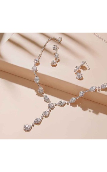 Ladies' Pretty Alloy With Irregular Cubic Zirconia Jewelry Sets