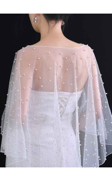 One-tier Cut Edge Elbow Bridal Veils/Fingertip Bridal Veils/Waltz Bridal Veils With Faux Pearl