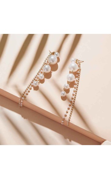 Ladies' Beautiful Alloy With Round Pearl Nrop Earrings Earrings