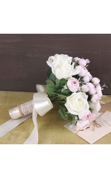 Classic Round Silk Flower Bridal Bouquets (Sold in a single piece) - Bridal Bouquets