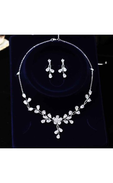 Ladies' Elegant Alloy With Irregular Cubic Zirconia Bridal Sets Jewelry Sets