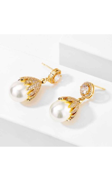 Ladies'/Couples' Elegant/Beautiful/Fashionable/Classic/Simple Alloy With Oval Pearl Earrings