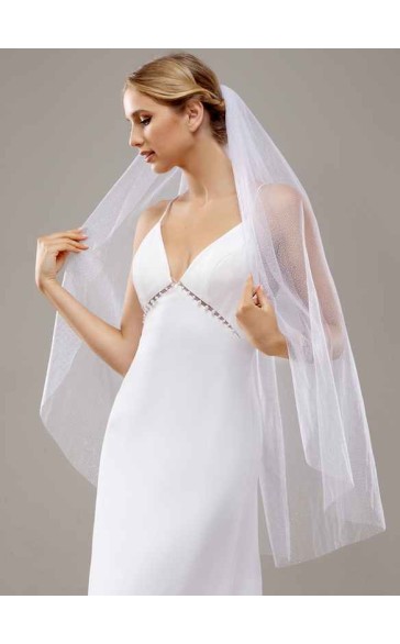 One-tier Cut Edge Waltz Bridal Veils With Sequin