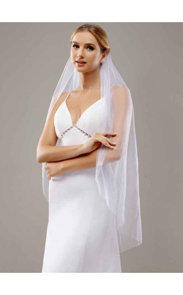 One-tier Cut Edge Waltz Bridal Veils With Sequin