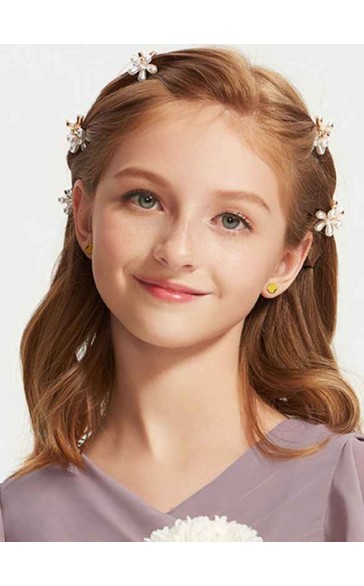 Flower Girl Alloy/Plastic Hairpins With Beading (Set of 6)