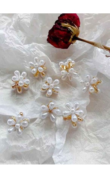 Flower Girl Alloy/Plastic Hairpins With Beading (Set of 6)