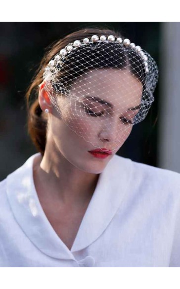 One-tier Birdcage Veils With Beading