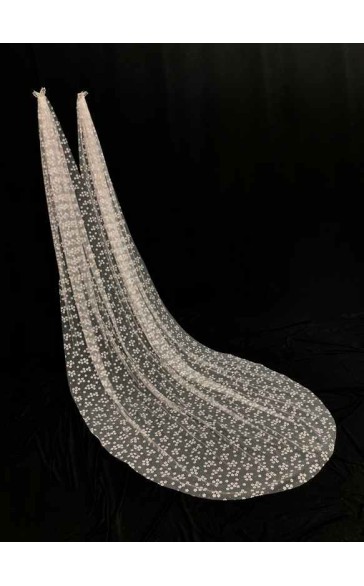One-tier Cut Edge Cathedral Bridal Veils With Lace