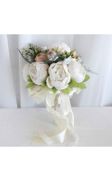 Round Silk Flower Bridesmaid Bouquets -