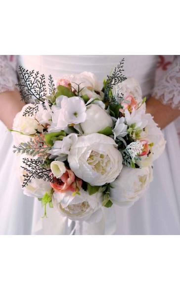 Round Silk Flower Bridesmaid Bouquets -