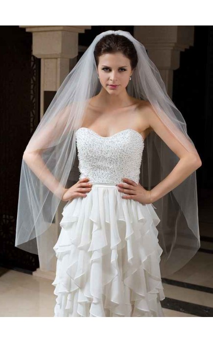 Two-tier Cut Edge Waltz Bridal Veils