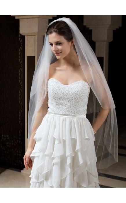 Two-tier Cut Edge Waltz Bridal Veils