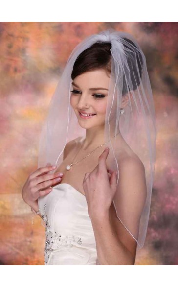 One-tier Elbow Bridal Veils With Pencil Edge