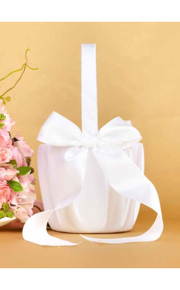 Satin With Bow Flower Basket